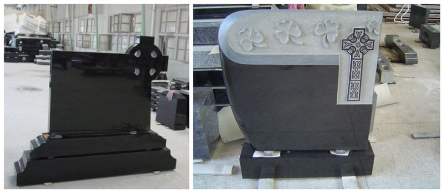 Back View of the Special Cross Headstone in Black